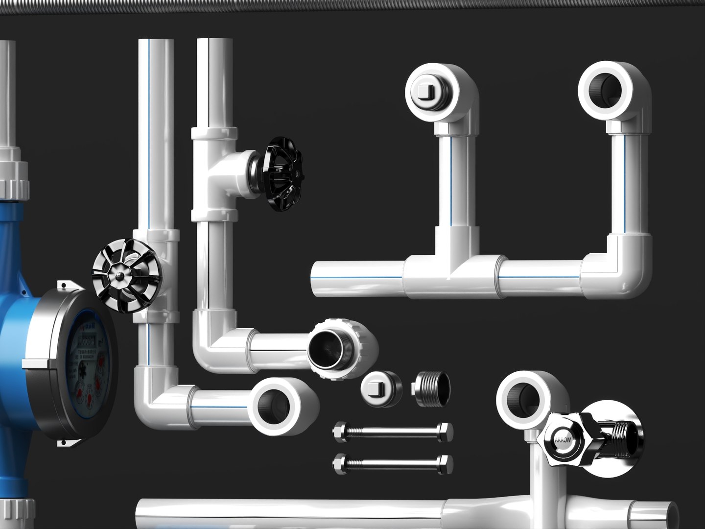 Water Meter PPR Pipe Fitting Valve Props Pack 3D model https://p.turbosquid.com/ts-thumb/Mk/3igH2I/v0/pipeline4/jpg/1787406210/1920x1080/fit_q87/f523153f2b68a525d478b6af2cf5657bac5aa03b/pipeline4.jpg