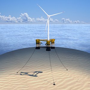 wind turbine offshore with anchors