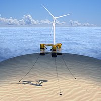 wind turbine offshore with anchors