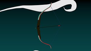 recurve bow arrow green red anime low poly rigged