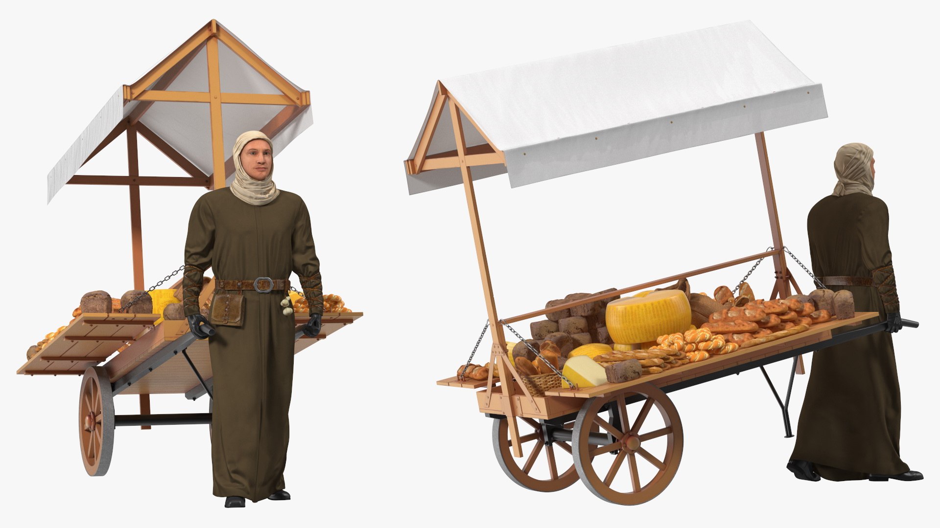 3D Medieval Trader With Cart Model - TurboSquid 2256093