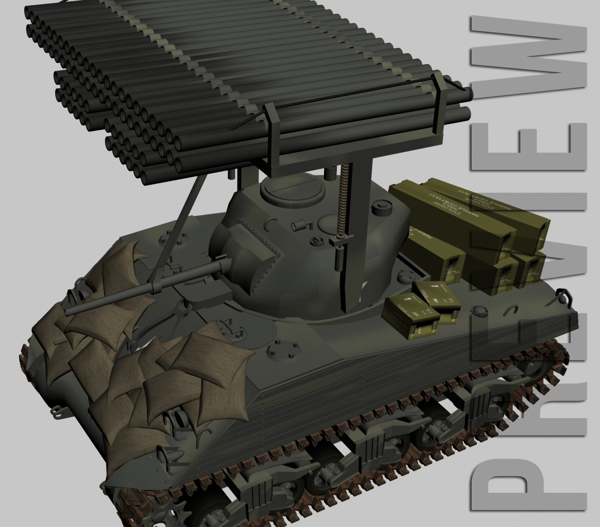 3d Model Sherman Rocket Launchers Wwii