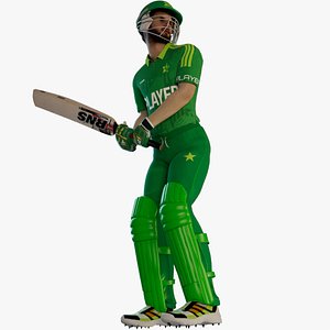 Cricket Batsman Animated Hook Shot 3D model