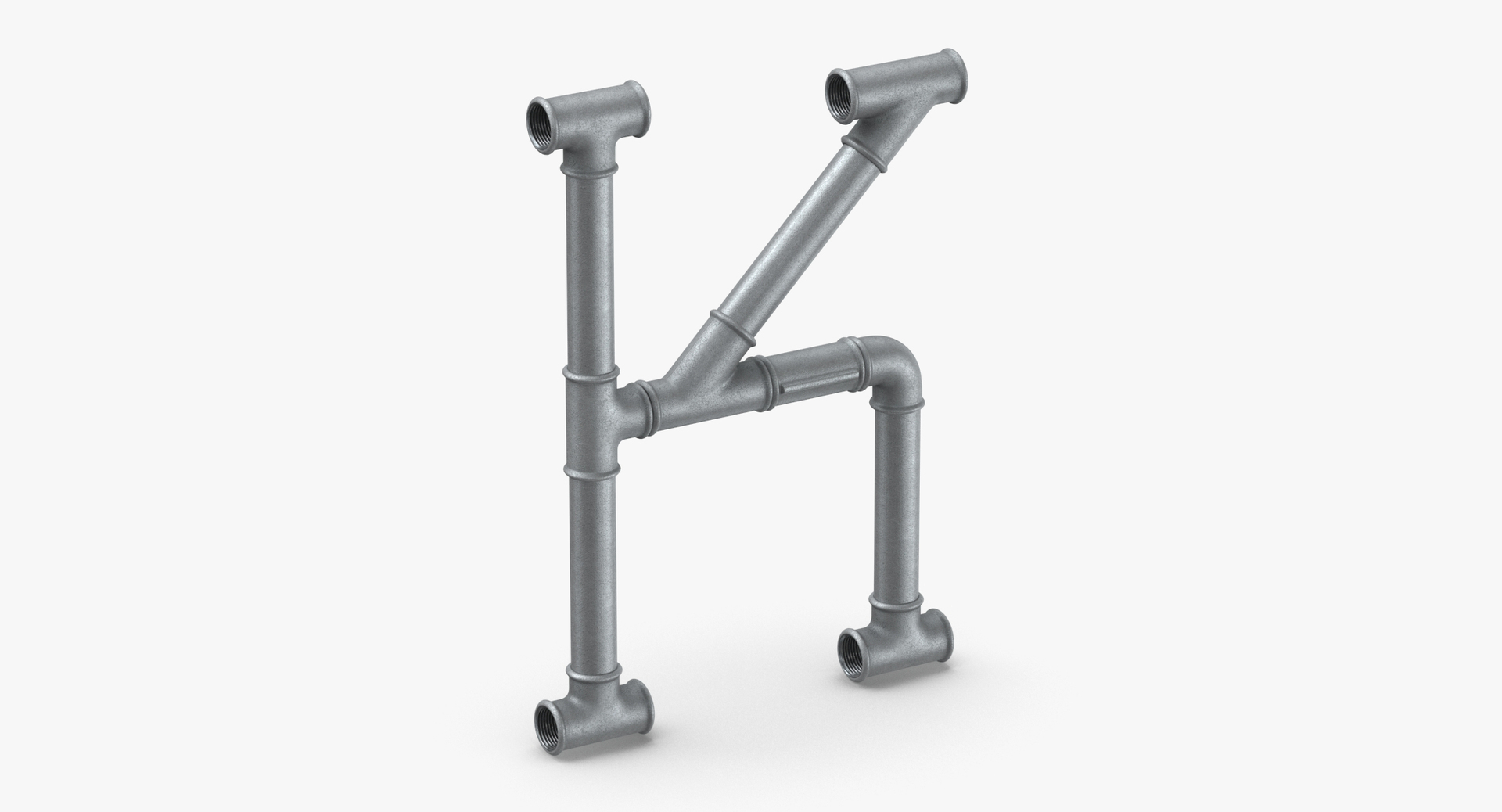Galvanized Steel Pipe Letter 3D - TurboSquid 1440944