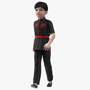 Asian Child Boy in Kimono Rigged for Cinema 4D model