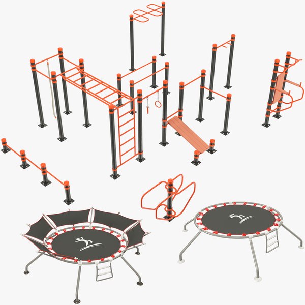 3D Street Workout Equipment Collection V8 model