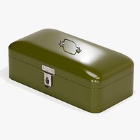3D model of a green enamel breadbox