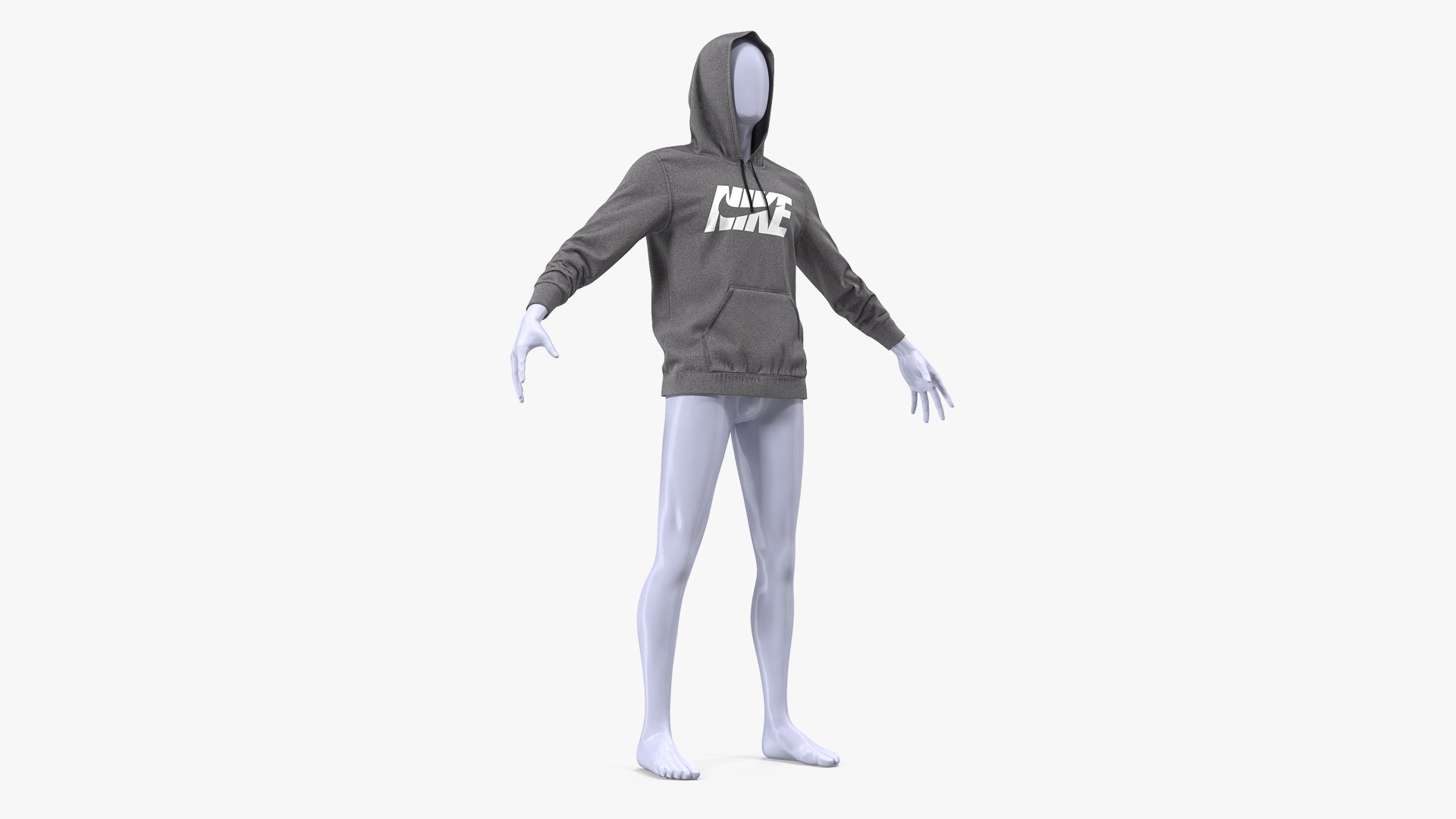Grey Hoodie Nike Raised Hood on Mannequin 3D model preview