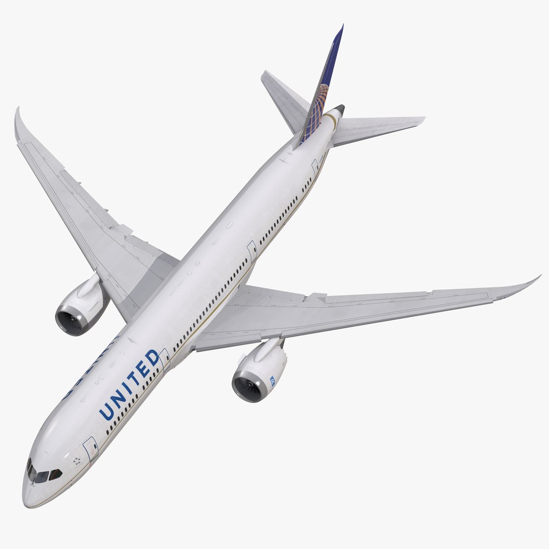 Boeing 787-9 Dreamliner United Rigged 3D model preview