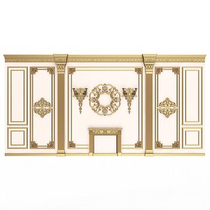 Boiserie Classic Wall with Mouldings 03 White 3D model