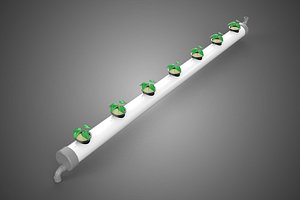 NFT HYDROPONIC PVC TUBE GROWING CHANNEL ROW MODULE NETPOT NETCUP 3D model