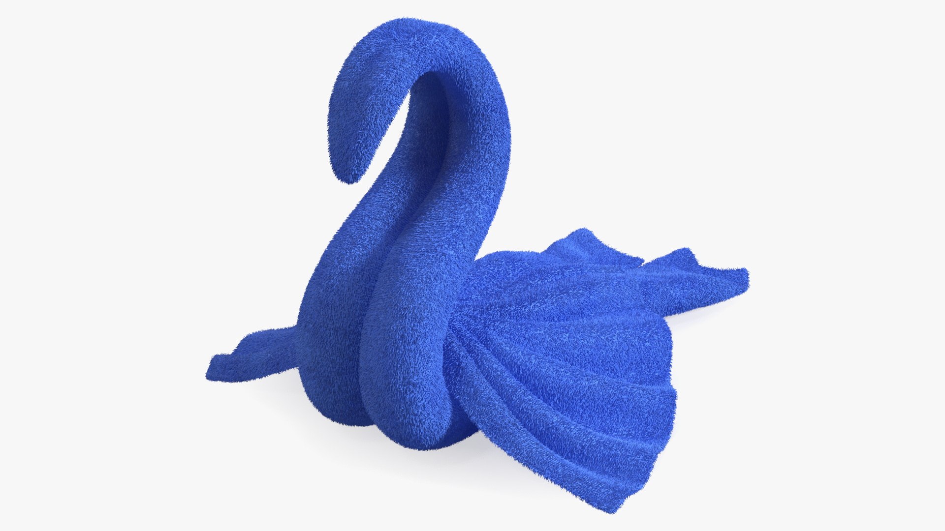 Beautiful Towel Blue Swan with Spread Wings Fur 3D model preview