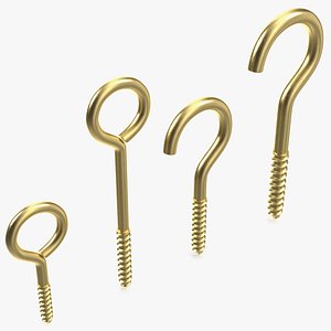 Eye Screw Hooks Set Gold