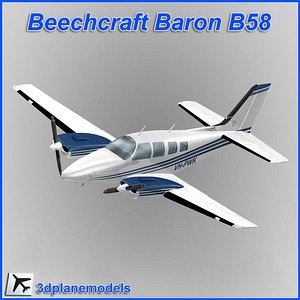 beechcraft baron b58 private 3d model