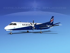 3D model cockpit saab 2000