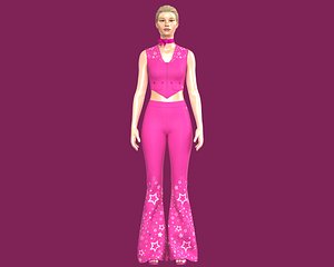 3D Barbie vest with bell bottom pant model