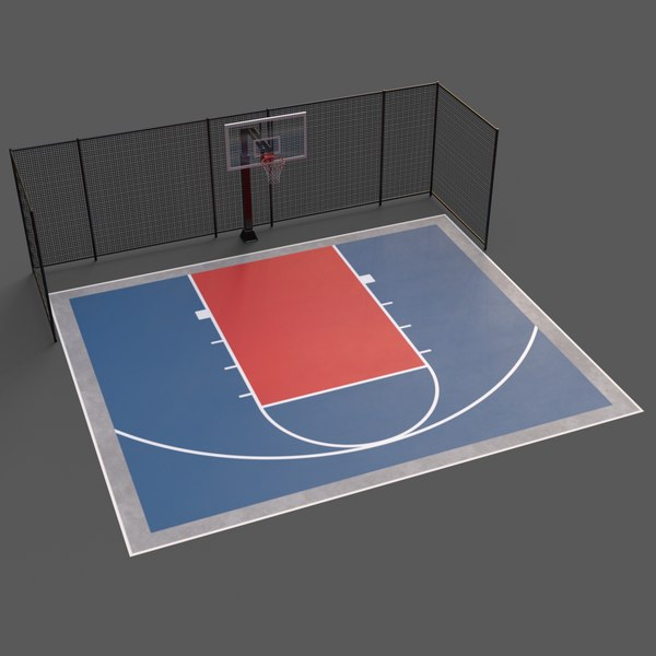 PBR Modular Outdoor Basketball Court B 3D model
