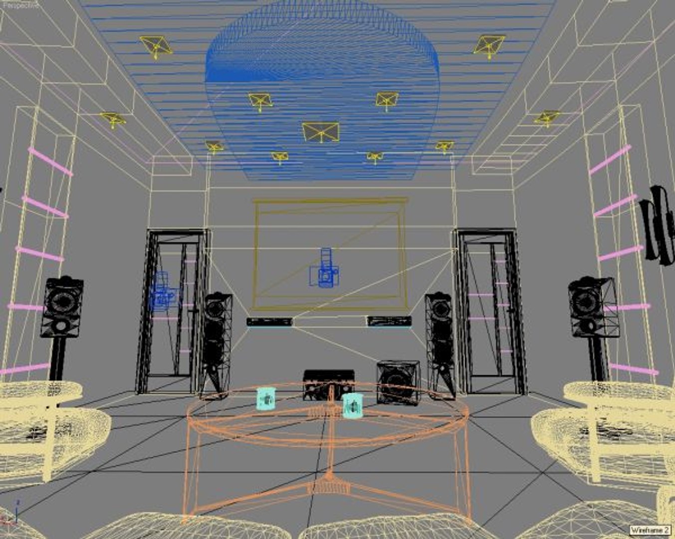 3d model of private hall design interior
