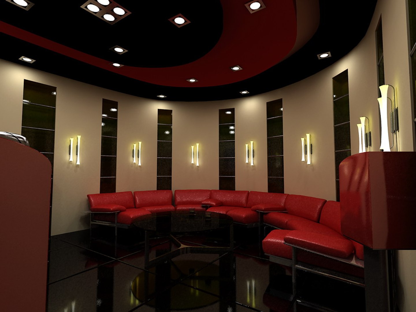3d model of private hall design interior