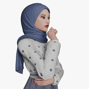 Sara - Muslim Girl with Hijab with Rig Low-poly