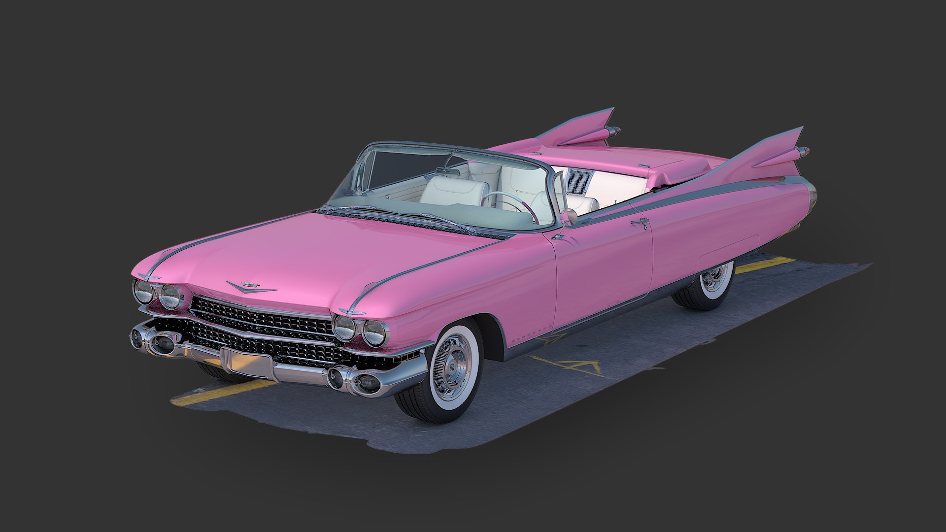 キャデラック エルドラド ビアリッツ 1959 ピンク3Dモデル