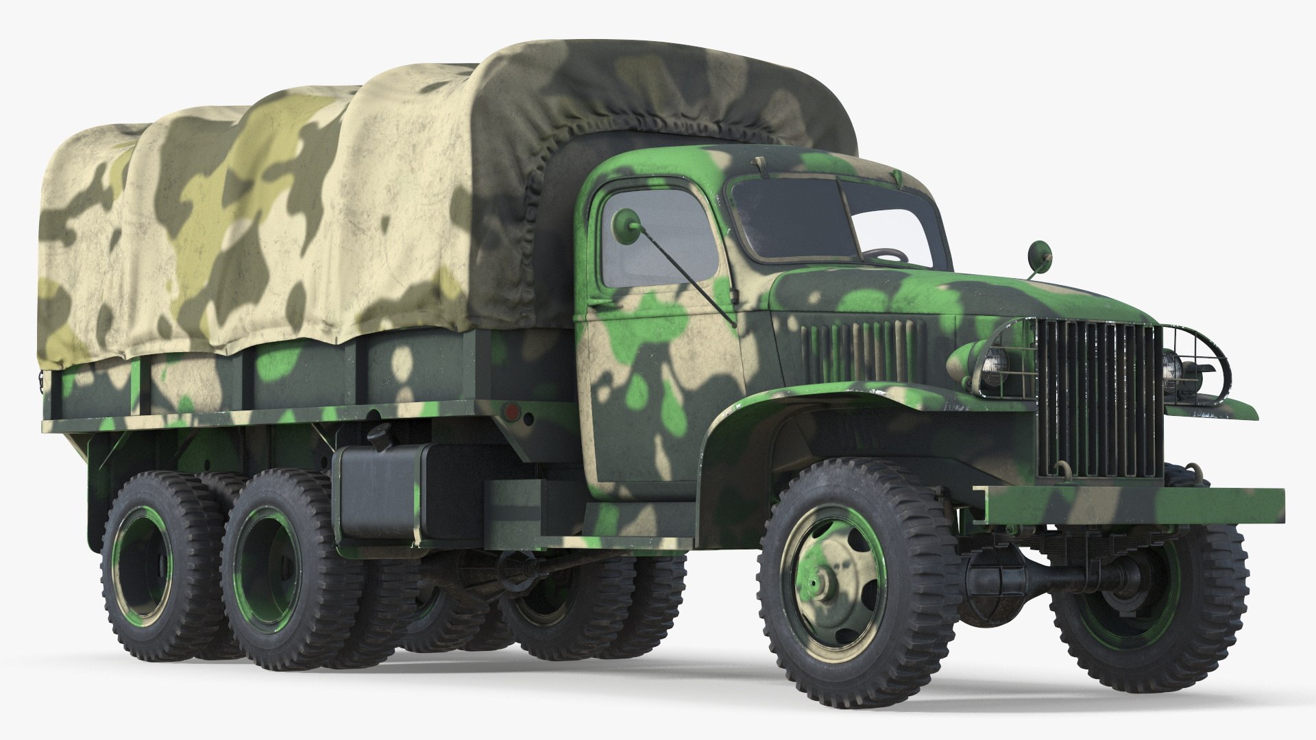 World War II Tactical Supply Truck Camo Simplified 3D model preview