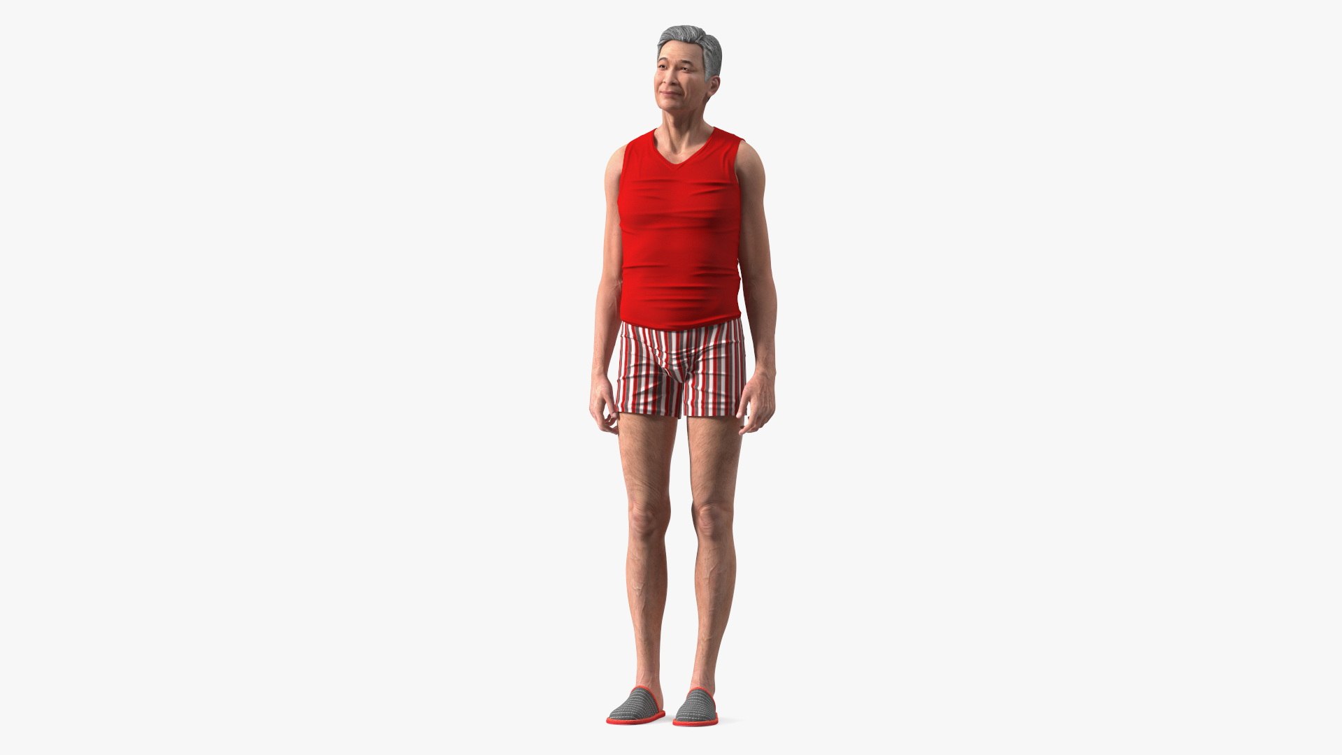 Korean Elderly Man Wearing Underclothes 3D model preview