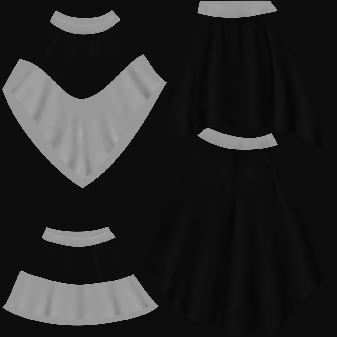 High Low Layered Black Skirt 3D - TurboSquid 1805482