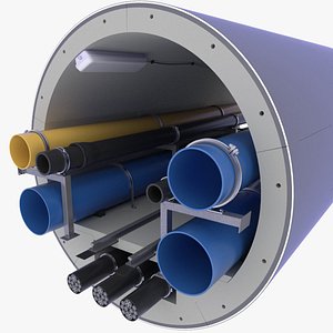 concrete tunnel pipe technical 3D model