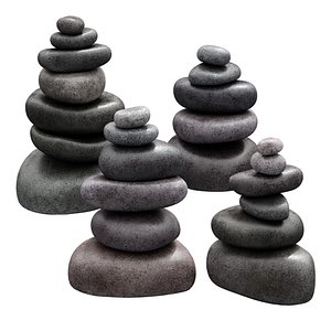 3D Stack of stones Zen stones