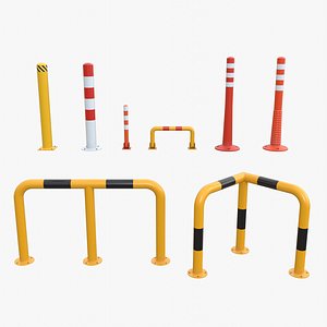 Traffic Bollards and Safety Barriers set