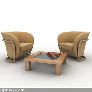 armchair chair table 3d 3ds