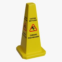 Yellow Closed Top 24 Inch Safety Lamba Floor Cone Caution Wet Floor Piso Mojado Sign