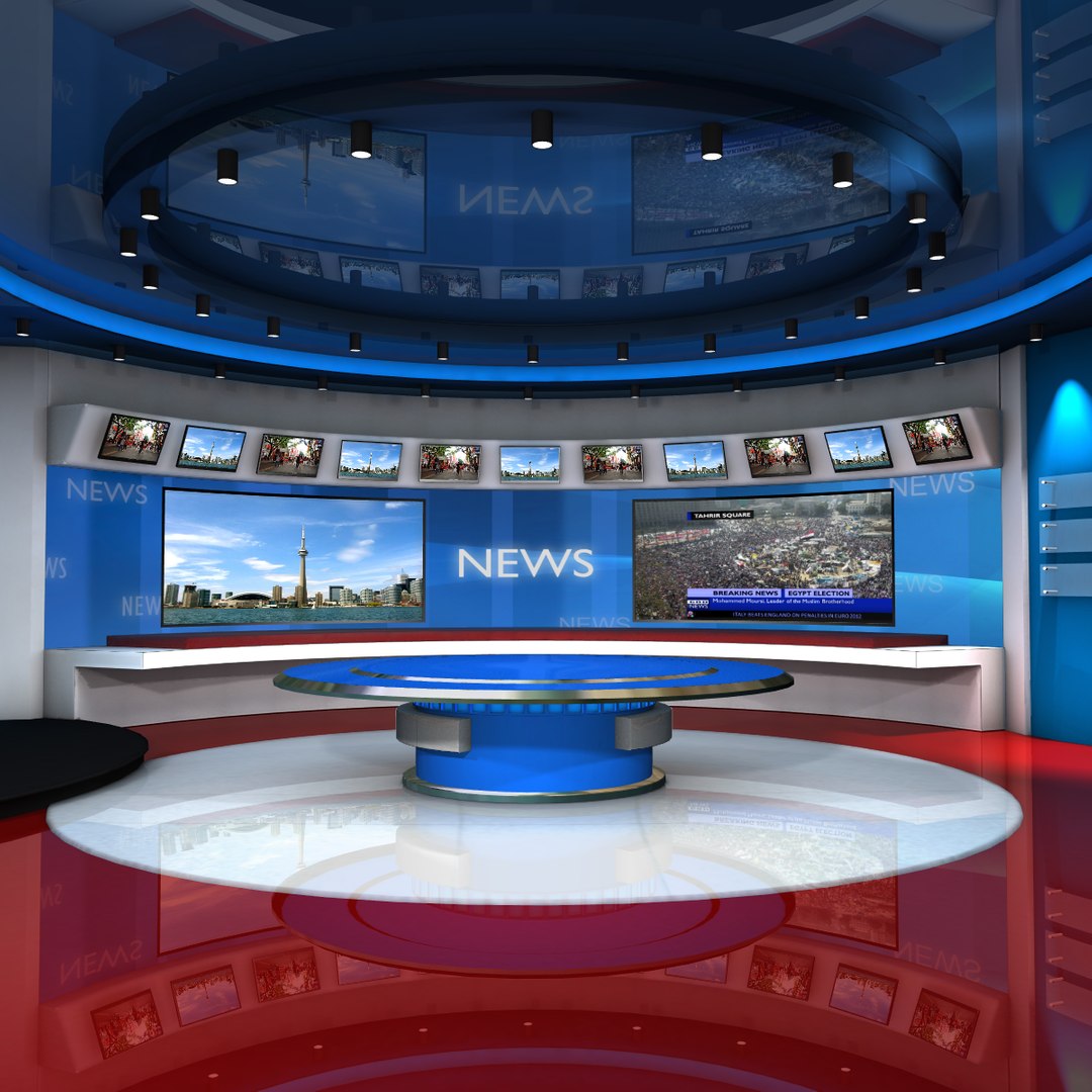 European Virtual Set News Studio 3d Model