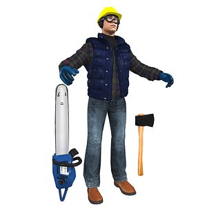 lumberjack worker man 3d max