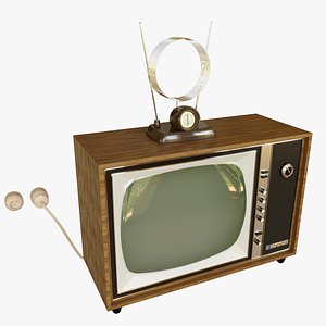 3D model vintage tv set antenna