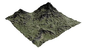 Mountainous river valley landform terrain 3D