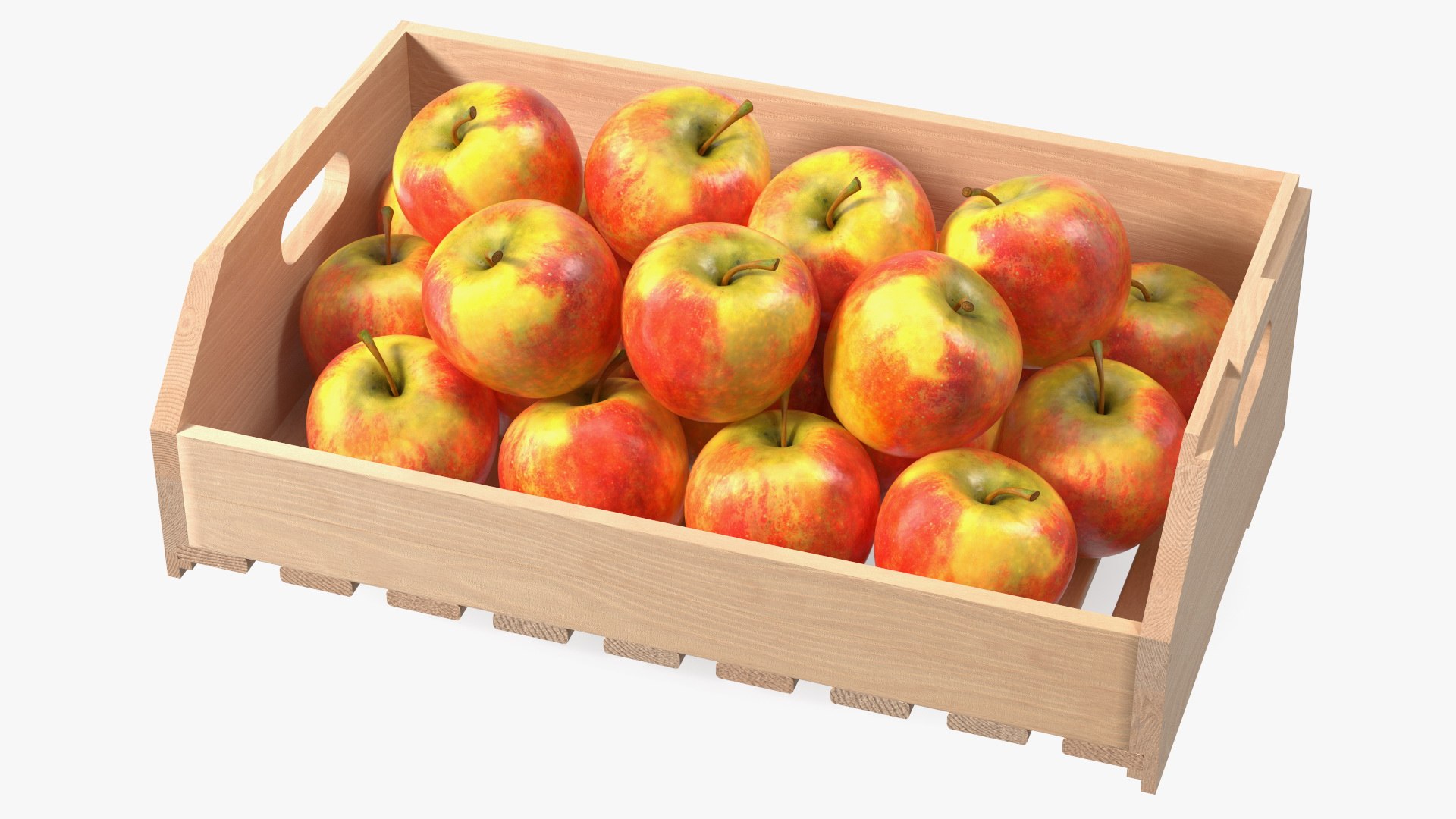 Beech Wood Rack With Apples 3D model preview