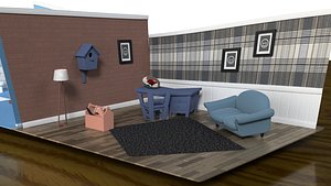 fbx midpoly cartoon living room