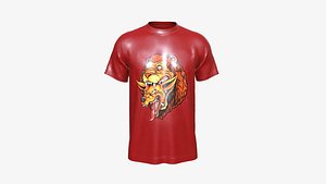 Tshirt-Lion Face In Low Poly 3D