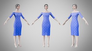 Dress 14 Very Light Blue With Design 3D