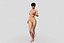 Nude Slim Brunette Woman with Tan Lines and Short Hair