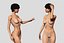 Nude Slim Brunette Woman with Tan Lines and Short Hair