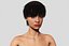 Nude Slim Brunette Woman with Tan Lines and Short Hair