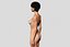 Nude Slim Brunette Woman with Tan Lines and Short Hair