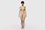 Nude Slim Brunette Woman with Tan Lines and Short Hair