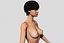 Nude Slim Brunette Woman with Tan Lines and Short Hair