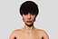 Nude Slim Brunette Woman with Tan Lines and Short Hair