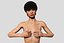 Nude Slim Brunette Woman with Tan Lines and Short Hair