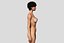 Nude Slim Brunette Woman with Tan Lines and Short Hair